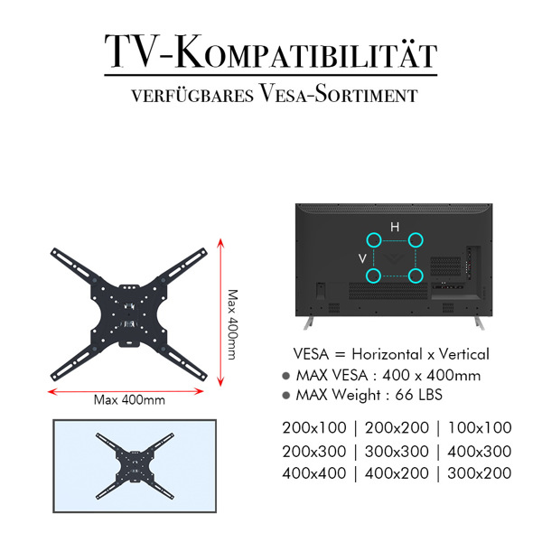 TMX400 最大VESA400*400/上下可调-5~+12°带旋转180° 壁挂电视架 30kg 带水平泡 26-55"液晶电视 黑色-15
