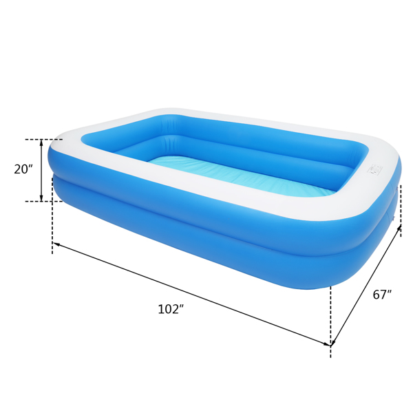 102*70*22in 蓝色 可收纳 充气泳池 壁厚0.3mm PVC 长方体 N001-28