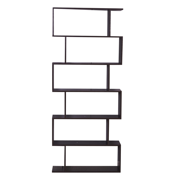 6层Z字型错格 家用木制层架 刨花板 80*25*192cm 棕色 N002-1