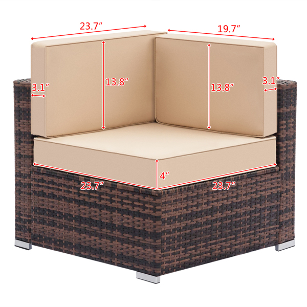 Title 22, Ensemble de canapé modulaire en rotin tissé, 7 ...