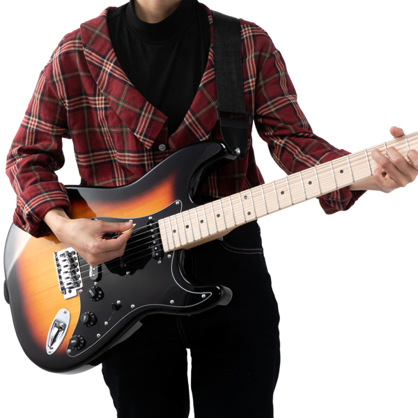 【AM不售卖】Glarry GST 单-单-单拾音器 椴木枫木指板 ST电吉他 日落色-白护板 S202-19