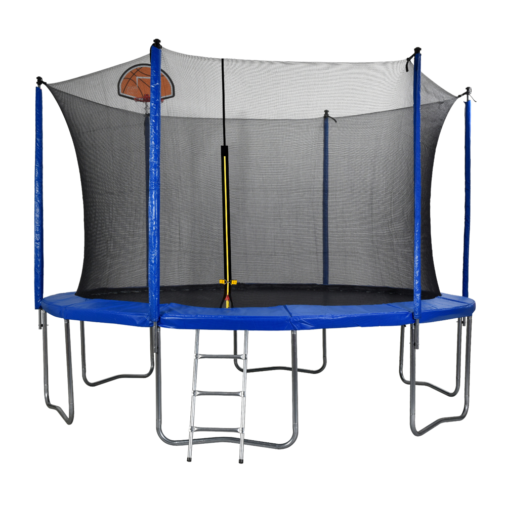 12ft Trampoline With Backboard Net Blue