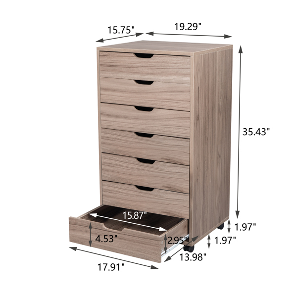 灰橡木色 密度板贴PVC 七抽 木制文件柜 N001-14