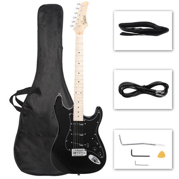 【AM不售卖】Glarry GST 单-单-单拾音器 椴木枫木指板 ST电吉他 黑色-白护板 S202-1