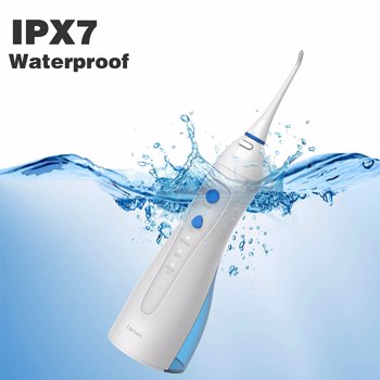 Lächen 无绳水牙线，便携式口腔冲洗器，带 3 种模式，USB 无线充电站，IPX7 防水水牙线，带 5 个家用和旅行喷嘴，牙套护理（白色）