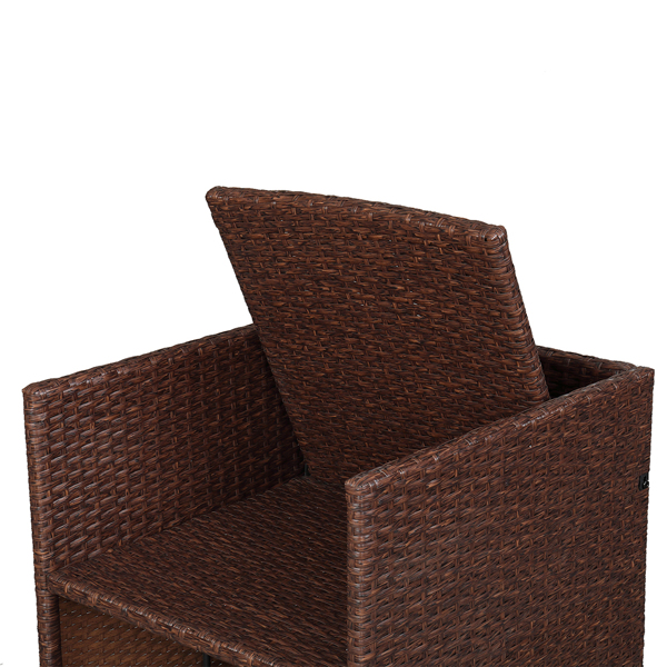棕色木纹藤 9件套餐桌椅 卡其色5cm沙发垫 玻璃2片(该产品分为三个包裹发货）-29