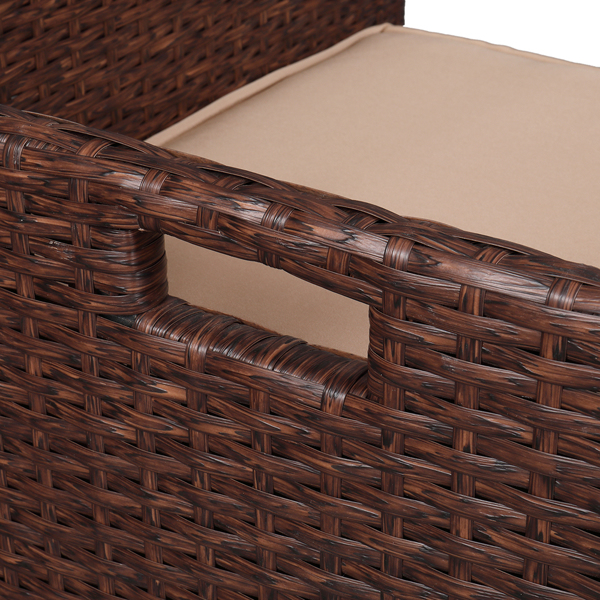 棕色木纹藤 9件套餐桌椅 卡其色5cm沙发垫 玻璃2片(该产品分为三个包裹发货）-33