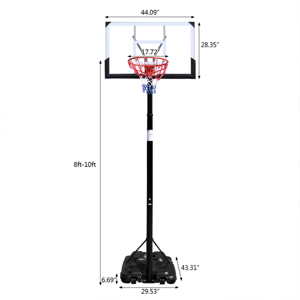 PC透明板 篮框可调节245-305cm 篮球架 成人款 最大适用7#球 N002 LX-B076-10