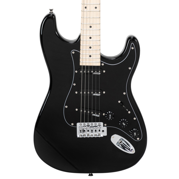【AM不售卖】Glarry GST 单-单-单拾音器 椴木枫木指板 ST电吉他 黑色-白护板 S202-7