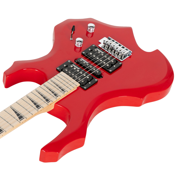 【AM不售卖】Glarry 单摇双-单-双拾音器 椴木 火焰电吉他 红色 S201-14