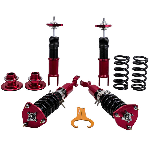 弹簧减震Coilover Lowering Suspension Kit fit for Nissan Fairlady Z 350Z Z33 2003-2008 Adjustable height Red Struts-1