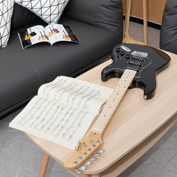 【AM不售卖】Glarry GST 单-单-单拾音器 椴木枫木指板 ST电吉他 黑色-白护板 S202-21