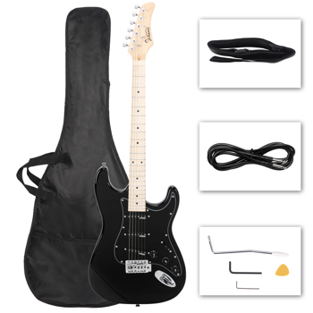 【AM不售卖】Glarry GST 单-单-单拾音器 椴木枫木指板 ST电吉他 黑色-白护板 S202