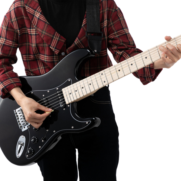 【AM不售卖】Glarry GST 单-单-单拾音器 椴木枫木指板 ST电吉他 黑色-白护板 S202-17