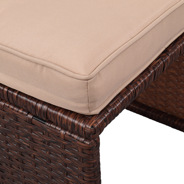 棕色木纹藤 9件套餐桌椅 卡其色5cm沙发垫 玻璃2片(该产品分为三个包裹发货）-34