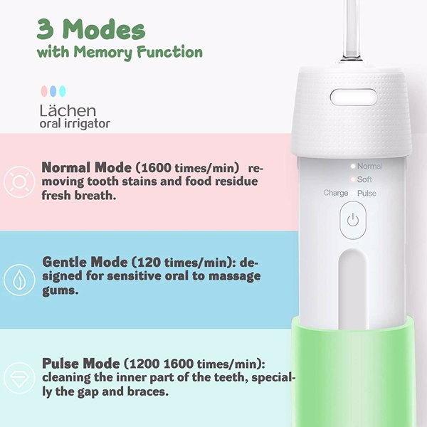 水牙线便携式无绳牙科口腔冲洗器迷你可充电电动牙线，用于清洁牙齿，3 种模式 IPX7 防水，适合家庭旅行办公室牙套和牙桥护理礼物 Lächen-4