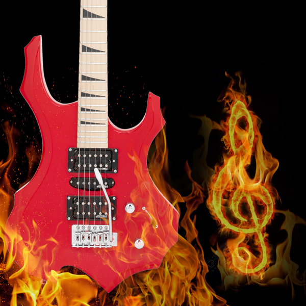 【AM不售卖】Glarry 单摇双-单-双拾音器 椴木 火焰电吉他 红色 S201-2