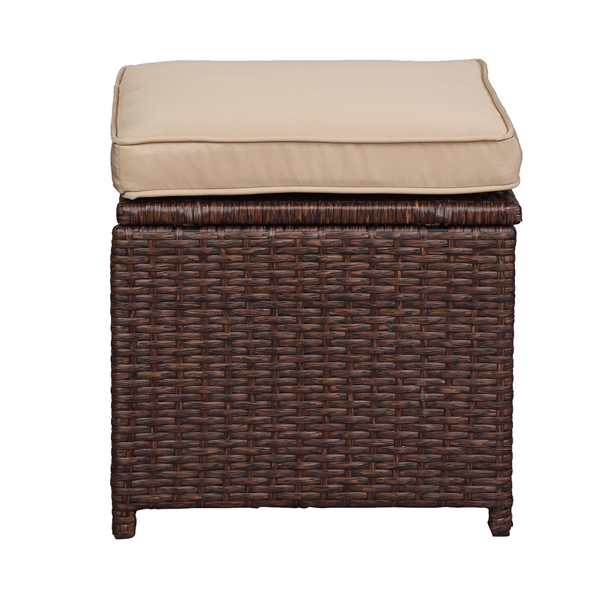 棕色木纹藤 9件套餐桌椅 卡其色5cm沙发垫 玻璃2片(该产品分为三个包裹发货）-17