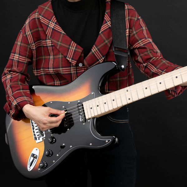 【AM不售卖】Glarry GST 单-单-单拾音器 椴木枫木指板 ST电吉他 日落色-白护板 S202-20