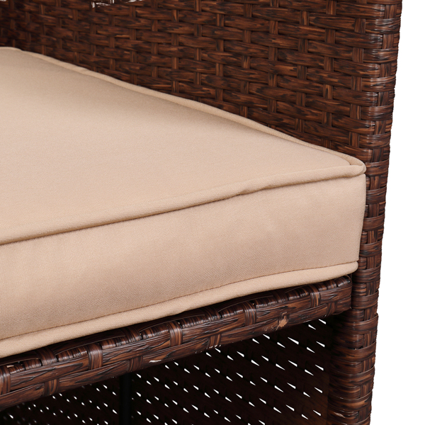 棕色木纹藤 9件套餐桌椅 卡其色5cm沙发垫 玻璃2片(该产品分为三个包裹发货）-35
