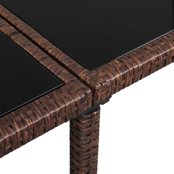 棕色木纹藤 9件套餐桌椅 卡其色5cm沙发垫 玻璃2片(该产品分为三个包裹发货）-21