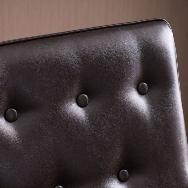 简约双人沙发椅 实木 软包PU 棕色 室内休闲椅 复古风 A款 N101-18