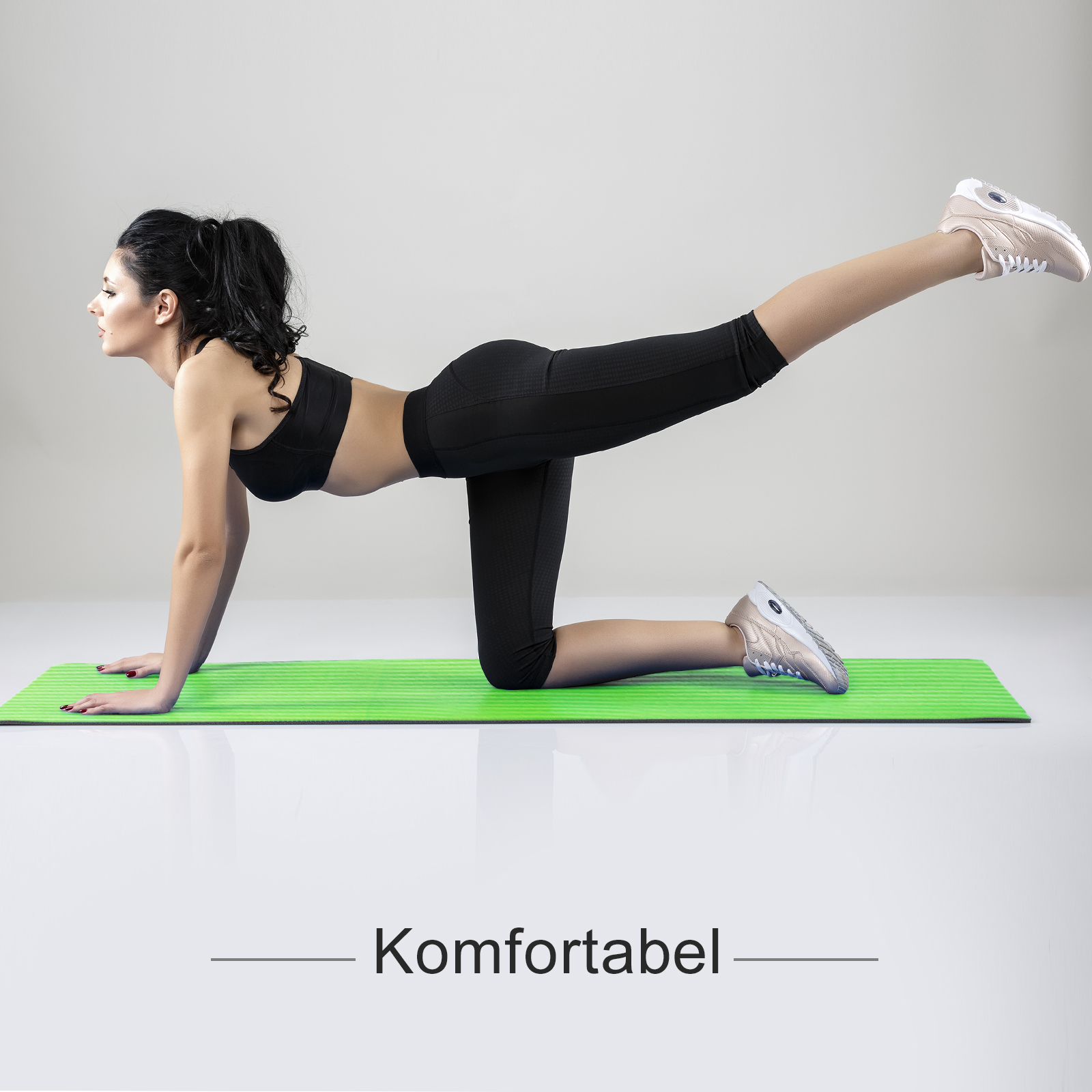 FCH 10mm dicke Gymnastikmatte Yogamatte NBR Gepolstert & rutschfest für Fitness Pilates Gymnastik, 183x61x1cm, Grün