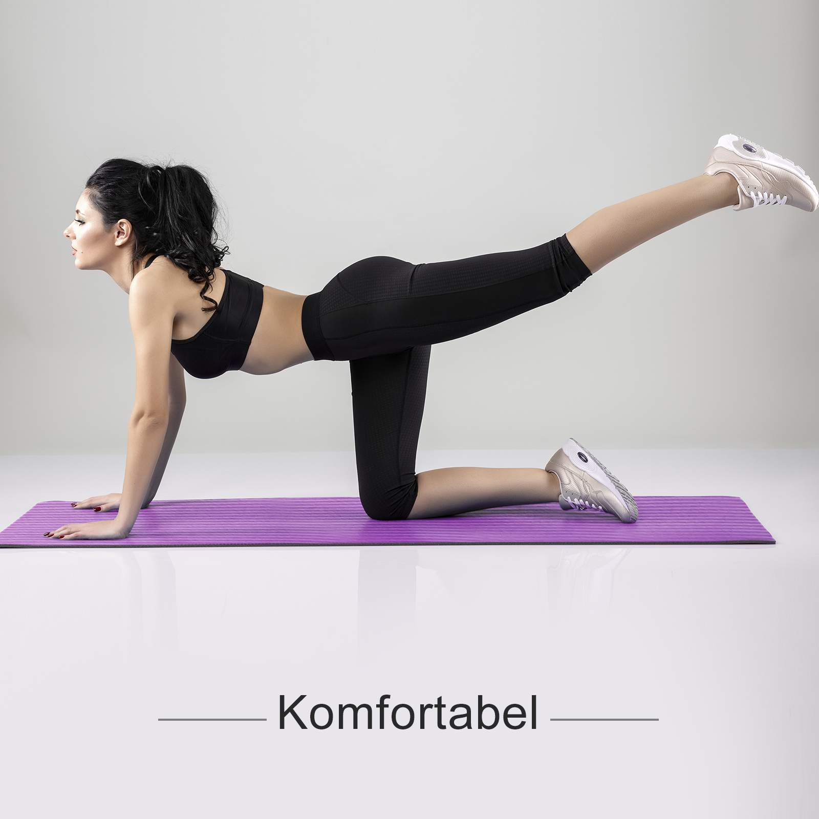  FCH 10mm dicke Gymnastikmatte Yogamatte NBR Gepolstert & rutschfest für Fitness Pilates Gymnastik, 183x61x1cm, Lila