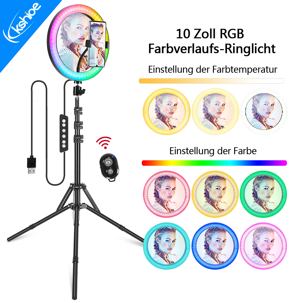 Eu Regulations Kshioe 10 Inch RGB With Beauty Mirror And Tripod Set