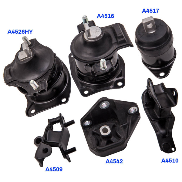 发动机电机支座Engine Motor & Trans Mount 6PCS fit for Honda Accord 2.4L L4 2003 - 2007 Automatic Trans EM9247, EM9225-1