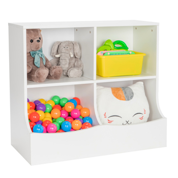 双层储物柜带四个透明护角 玩具储物架 密度板 100*39*80.5cm 白色麻木纹 N001 玩具收纳 儿童