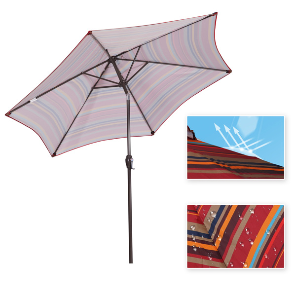 户外8.6英尺市场桌伞遮阳伞太阳伞，带倾斜和曲柄，不包括伞底座(红色条纹)-4