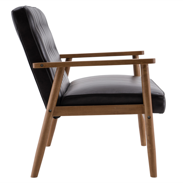 简约双人沙发椅 实木 软包PU 棕色 室内休闲椅 复古风 A款 N101-3