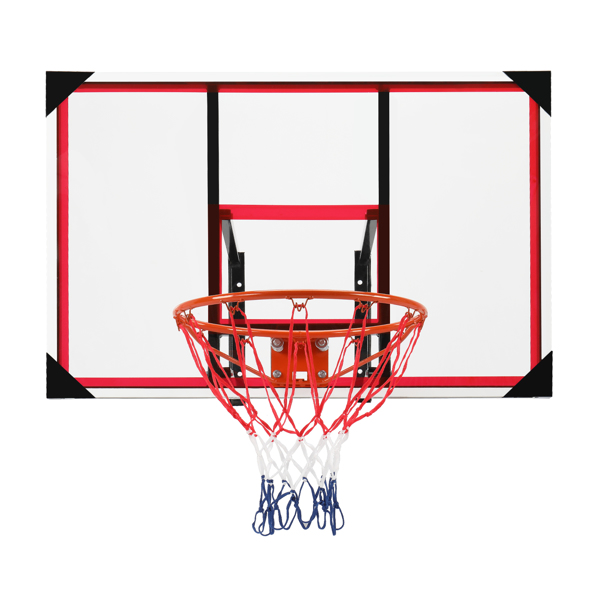 PC透明板 篮板 成人 最大适用7#球 钢制包边壁挂式 110*75cm 红白-31