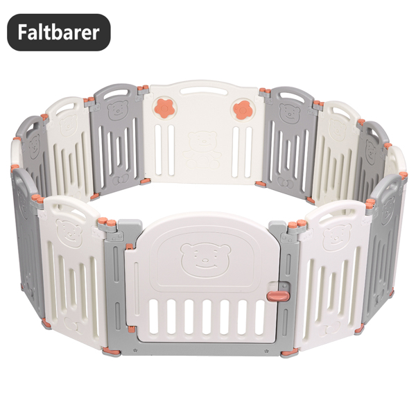 LALAHO HDPE 小熊款（德国）12+2 灰白色 婴儿游戏围栏 可折叠-2