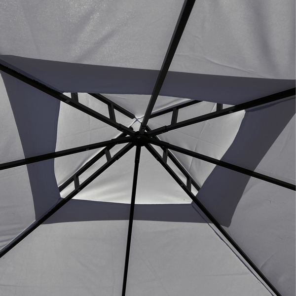 10x10英尺户外庭院花园露台帐篷，室外遮阳，凉亭雨棚带四面围布帘（灰色）-4