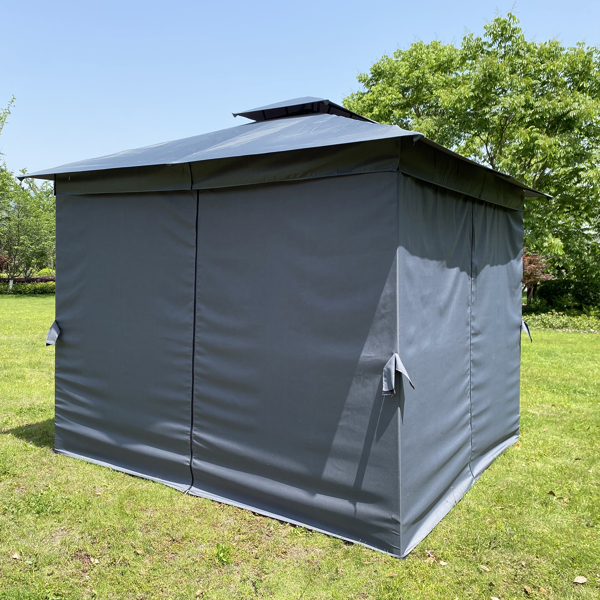 10x10英尺户外庭院花园露台帐篷，室外遮阳，凉亭雨棚带四面围布帘（灰色）-2
