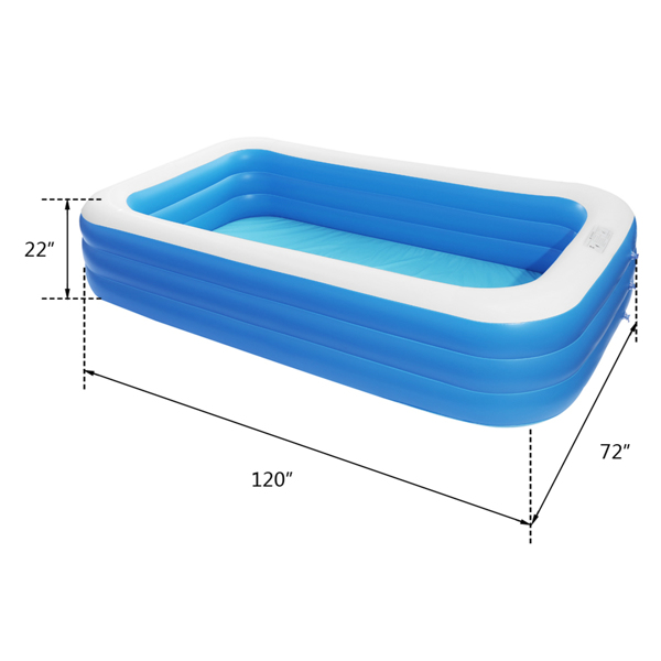 120*72*22in 蓝色 可收纳 充气泳池 壁厚0.4mm PVC 长方体 S001-11