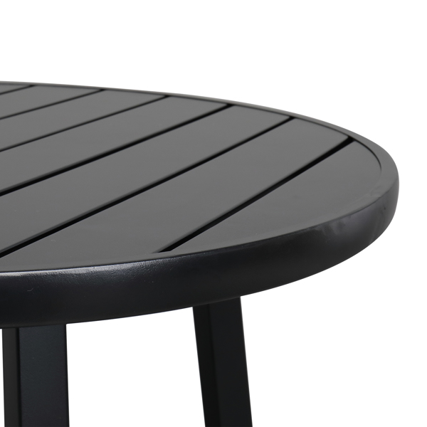 2pcs餐椅和1pc餐桌 靠背桌面竖格 黑色 庭院铁桌椅套装 N001-12