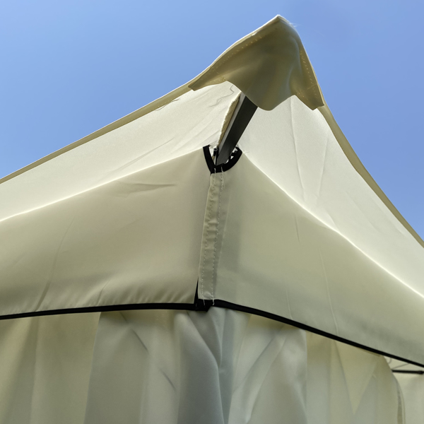 10x10英尺户外庭院花园露台帐篷，室外遮阳，凉亭雨棚带四面围布帘（米色）-7