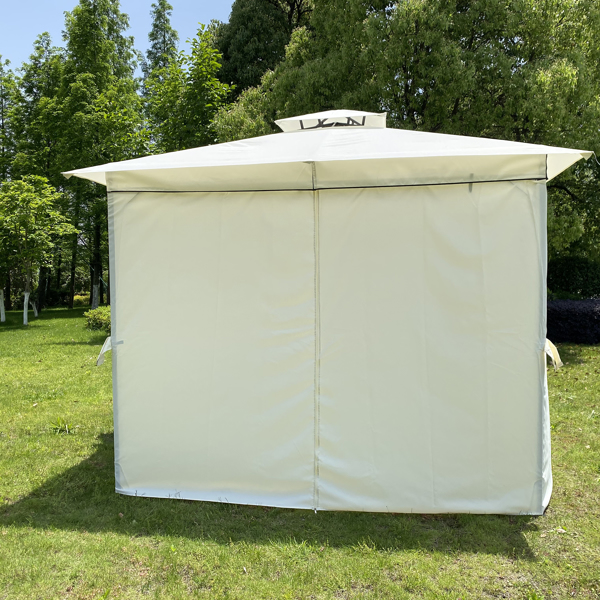 10x10英尺户外庭院花园露台帐篷，室外遮阳，凉亭雨棚带四面围布帘（米色）-2