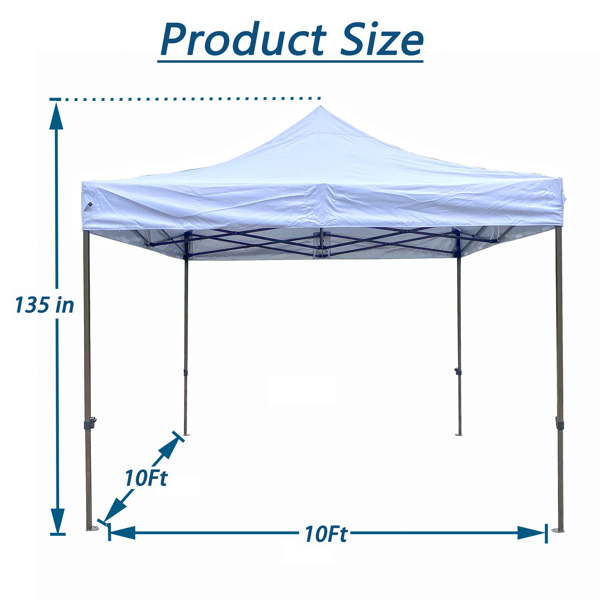 10x10英尺户外弹出式帐篷，便携式折叠帐篷（白色）-4