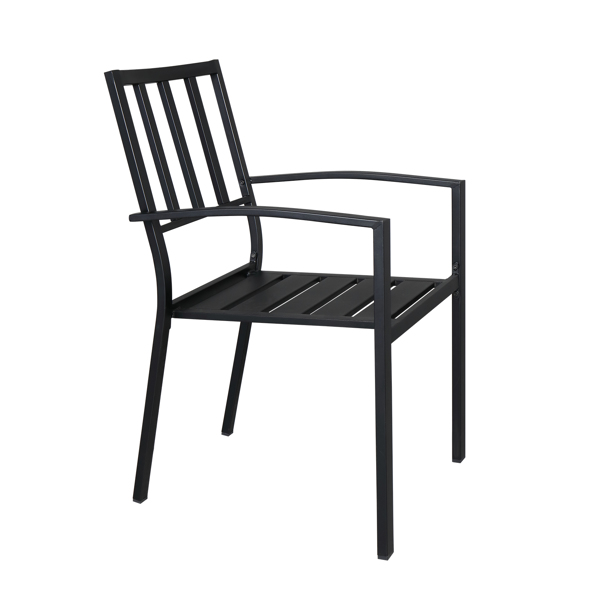 2pcs餐椅和1pc餐桌 靠背桌面竖格 黑色 庭院铁桌椅套装 N001-11