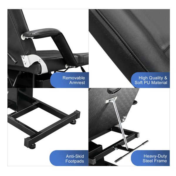  PVC皮铁框架 72in 遥控升降 带小凳 美容床 黑色 KF100-58