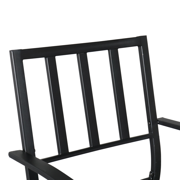 2pcs餐椅和1pc餐桌 靠背桌面竖格 黑色 庭院铁桌椅套装 N001-8