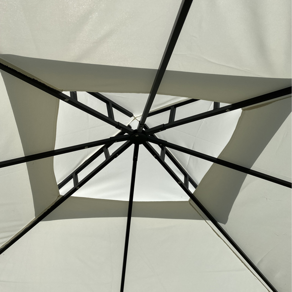 10x10英尺户外庭院花园露台帐篷，室外遮阳，凉亭雨棚带四面围布帘（米色）-10