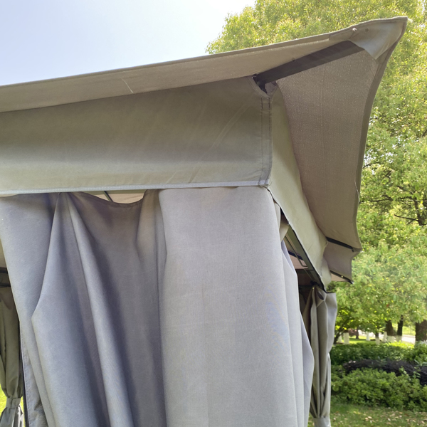 10x10英尺户外庭院花园露台帐篷，室外遮阳，凉亭雨棚带四面围布帘（灰色）-5