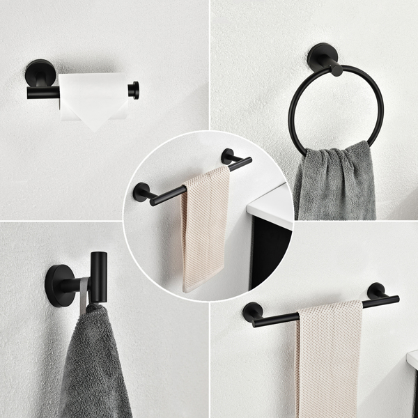 6 件套不锈钢浴室毛巾架套装壁挂式 6 Piece Stainless Steel Bathroom Towel Rack Set Wall Mount-Matte Black-5