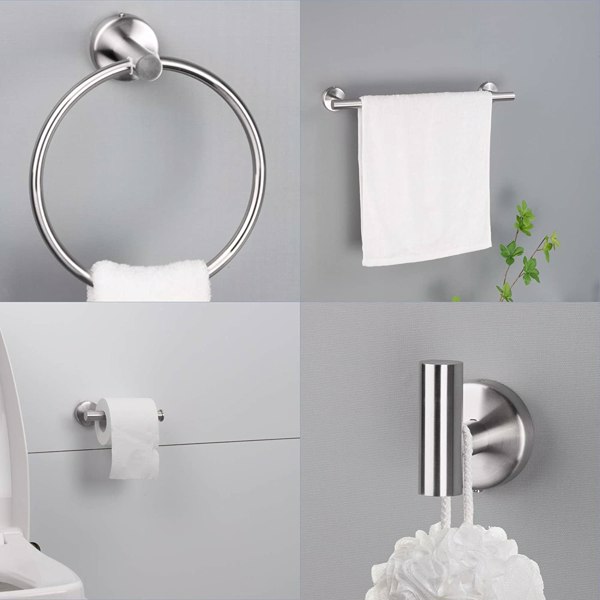 6 件套不锈钢浴室毛巾架套装壁挂式6 Piece Stainless Steel Bathroom Towel Rack Set Wall Mount-Brushed Nickel-3