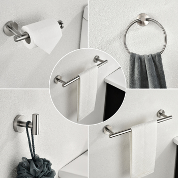 6 件套不锈钢浴室毛巾架套装壁挂式6 Piece Stainless Steel Bathroom Towel Rack Set Wall Mount-Brushed Nickel
